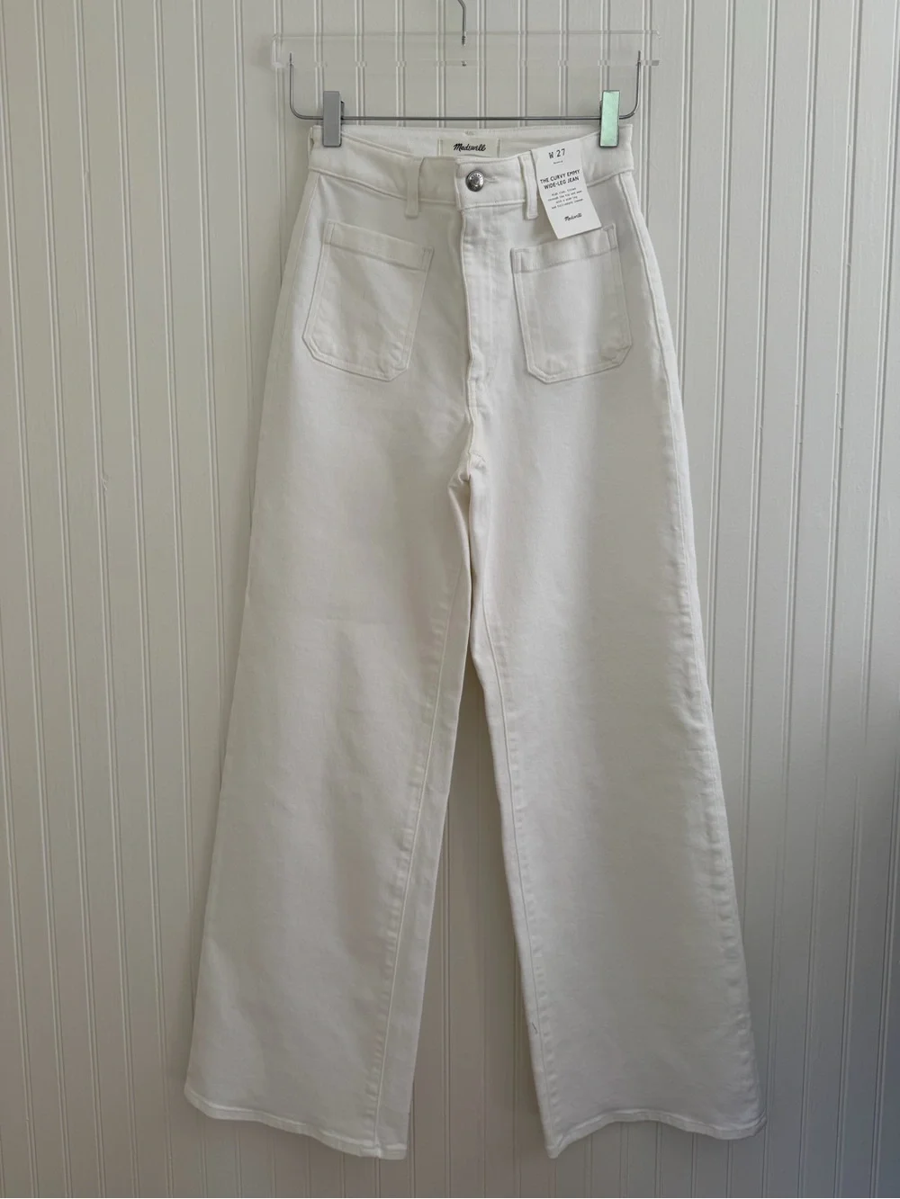 Madewell The Curvy Emmy Wide-Leg Jean in Super-stretch Denim White NWT